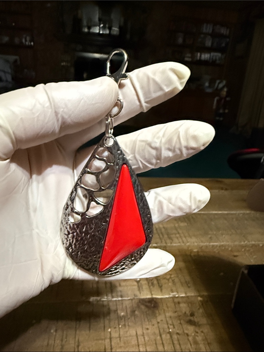 Statement Red Triangle keychain or accessory for a bag